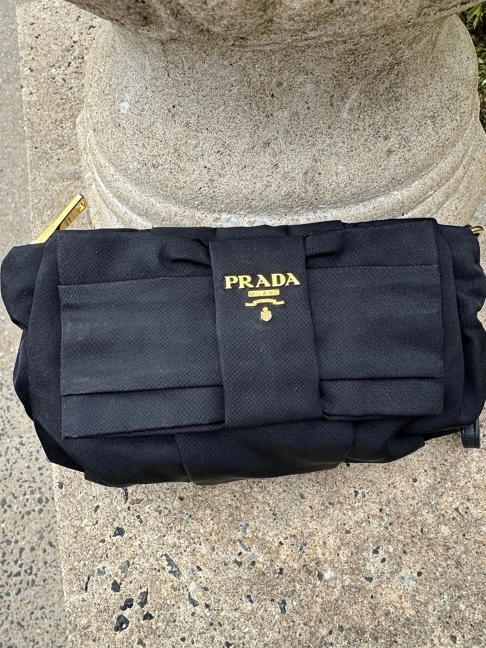 Prada Tessuto Nylon Bow Wristlet featuring a bow accent and gold tone hardware - Picture 12 of 16